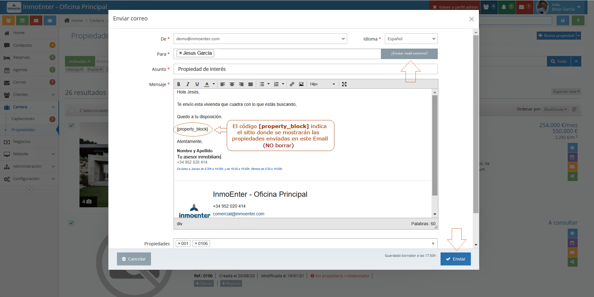 InmoEnter – Enviar una propiedad por email 3
