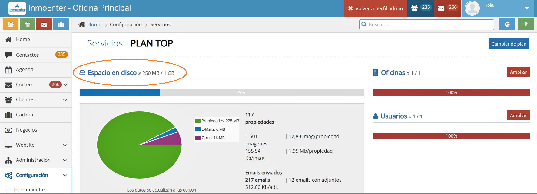 InmoEnter – Volcado de propiedades XML espacio ocupado