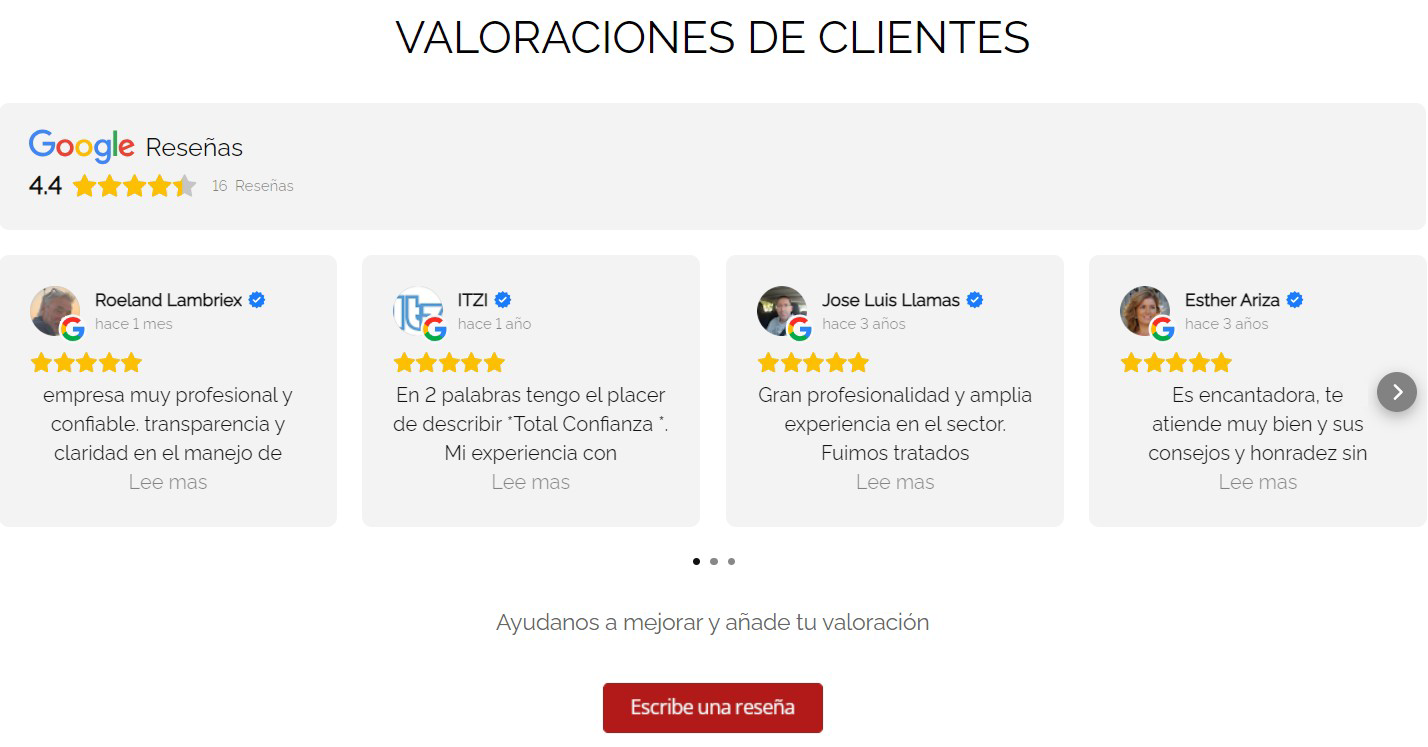 Valoraciones de clientes_Inmoenter